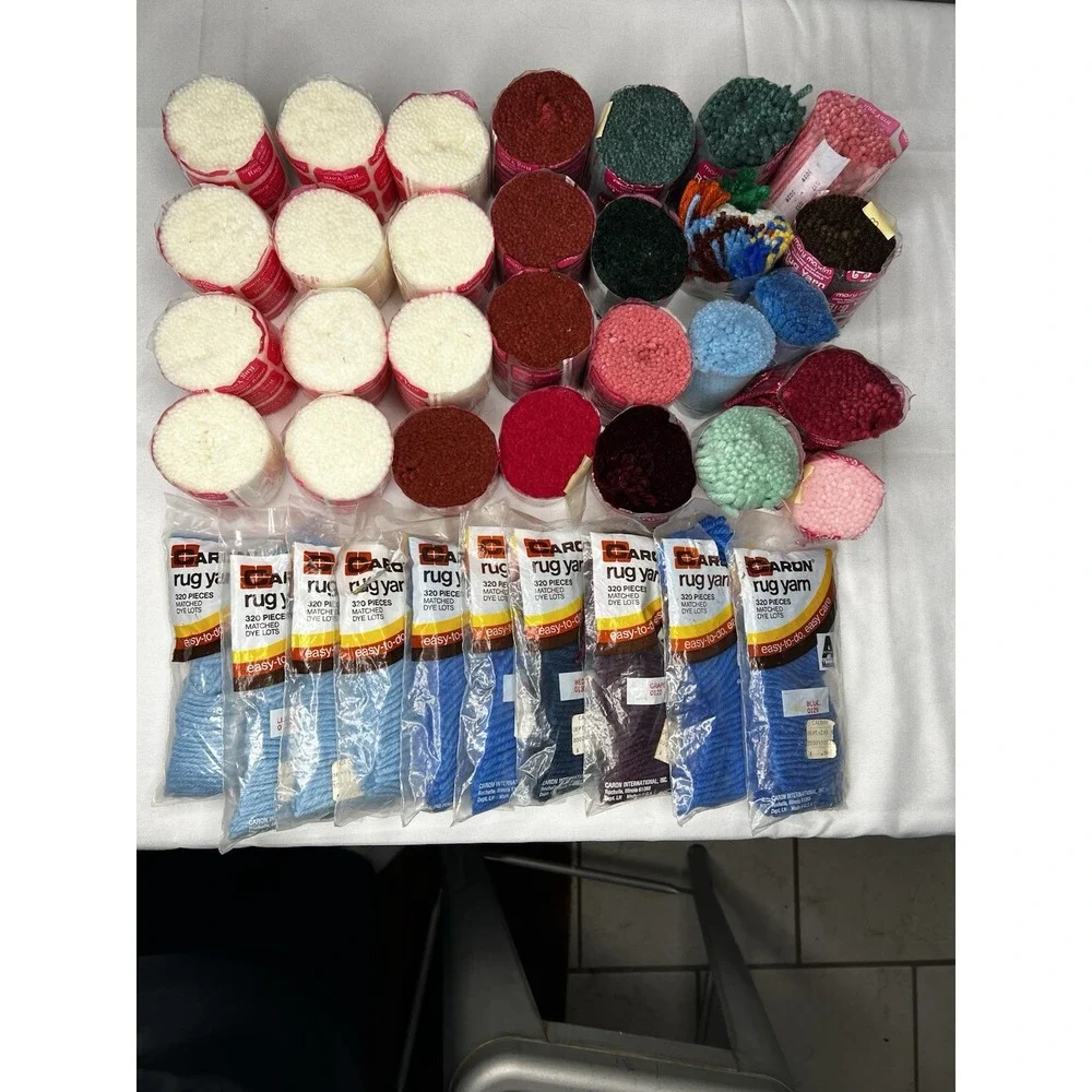 Mary Maxim Caron Pre-Cut Latch Hook Rug Yarn Large Bulk Lot Vintage Acrylic